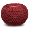 Grafton - Velvet Round Pouf - Maroon