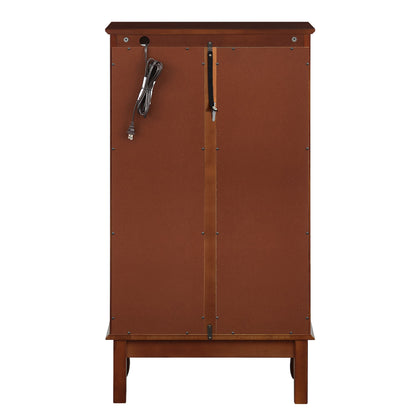 Curio Cabinet Lighted Curio Diapaly Cabinet With Adjustable Shelves And Mirrored Back Panel, Tempered Glass Doors 3 Tier, (E26 Light Bulb Not Included) - Cherry