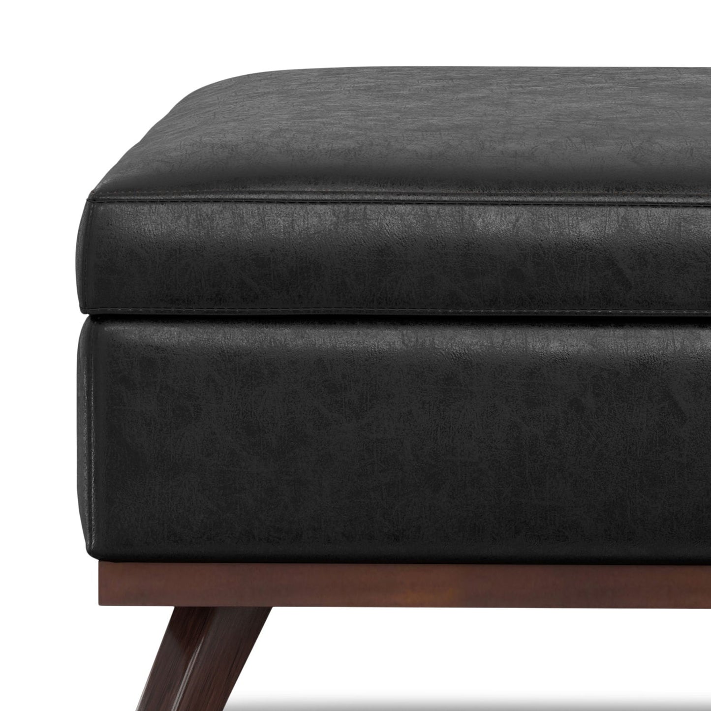 Owen - Extra Large Square Coffee Table Storage Ottoman - Distressed Black