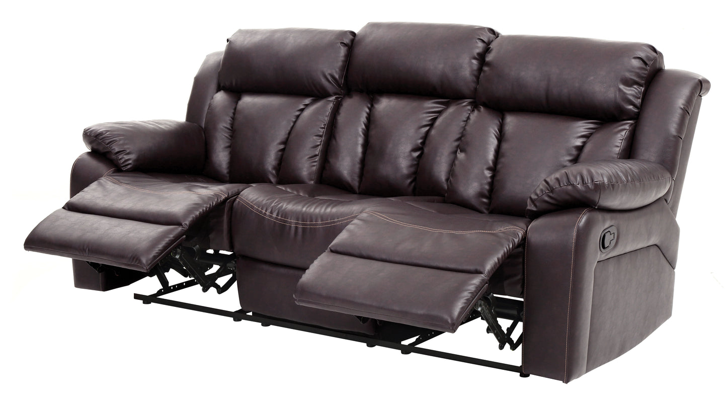Comfortable Reclining Sofa - Dark Brown