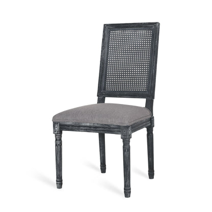 French Country Dining Chair Set With Upholstered Seats And Weathered - Gray