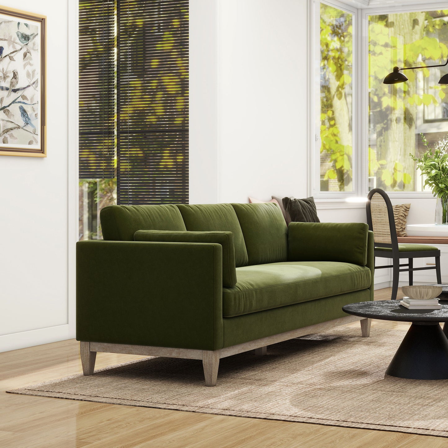 Knox - Modern Farmhouse Sofa - Olive Green