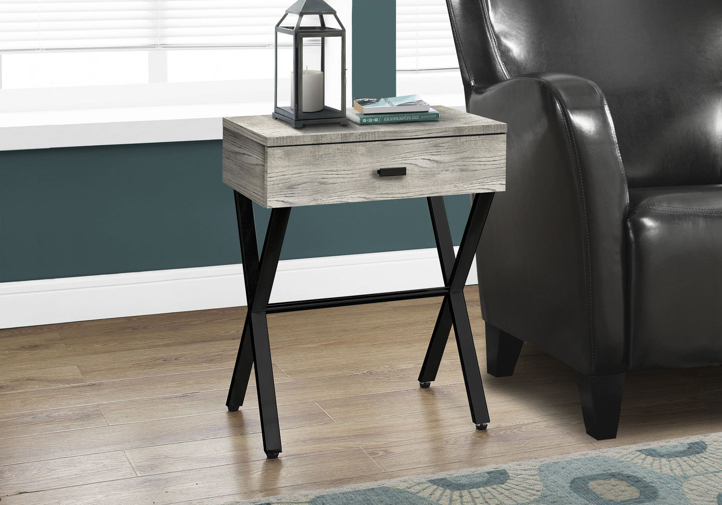 Accent Side Table, 1 Storage Drawer, Contemporary And Modern - Gray