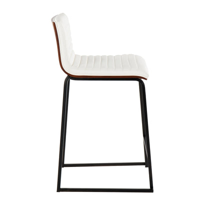 Mason Mara - Contemporary Fixed Height Counter Stool (Set of 2) - Black / Walnut / White