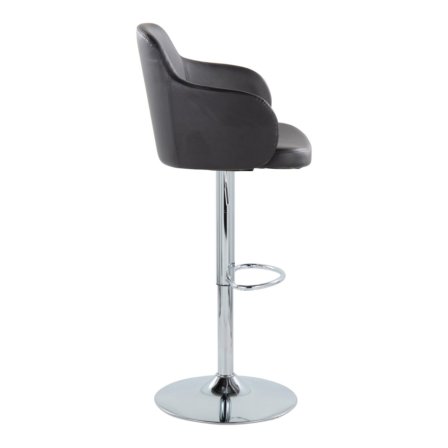 Boyne - Contemporary Adjustable Barstool With Swivel With Oval Footrest (Set of 2) - Chrome / Black