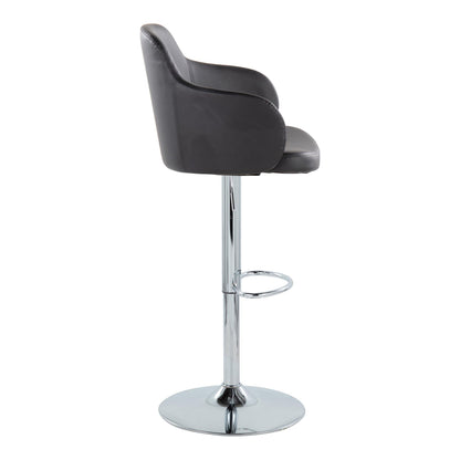Boyne - Contemporary Adjustable Barstool With Swivel With Oval Footrest (Set of 2) - Chrome / Black