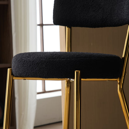Modern Teddy Fabric Upholstered Bar Stools (Set of 4) - Black / Gold