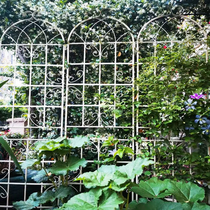 2 Pack Metal Garden Trellis Rustproof For Climbing Plant Outdoor Flower Support - Cream White