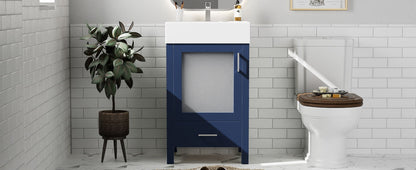 Bathroom Vanity With Ceramic Sink And Ample Storage, Ideal For Small Bathrooms - Blue
