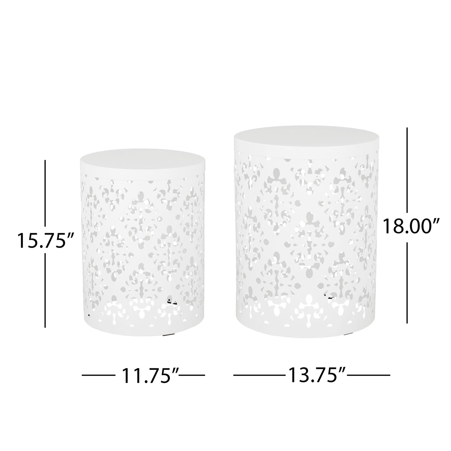 Metal (Set of 2) End Table - White