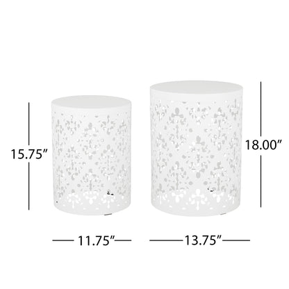 Metal (Set of 2) End Table - White
