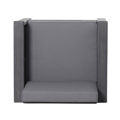 Acacia Wood Loveseat And Coffee Table Set With Cushions - Gray