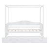Twin Size Canopy Day Bed With Twin Size Trundle - White