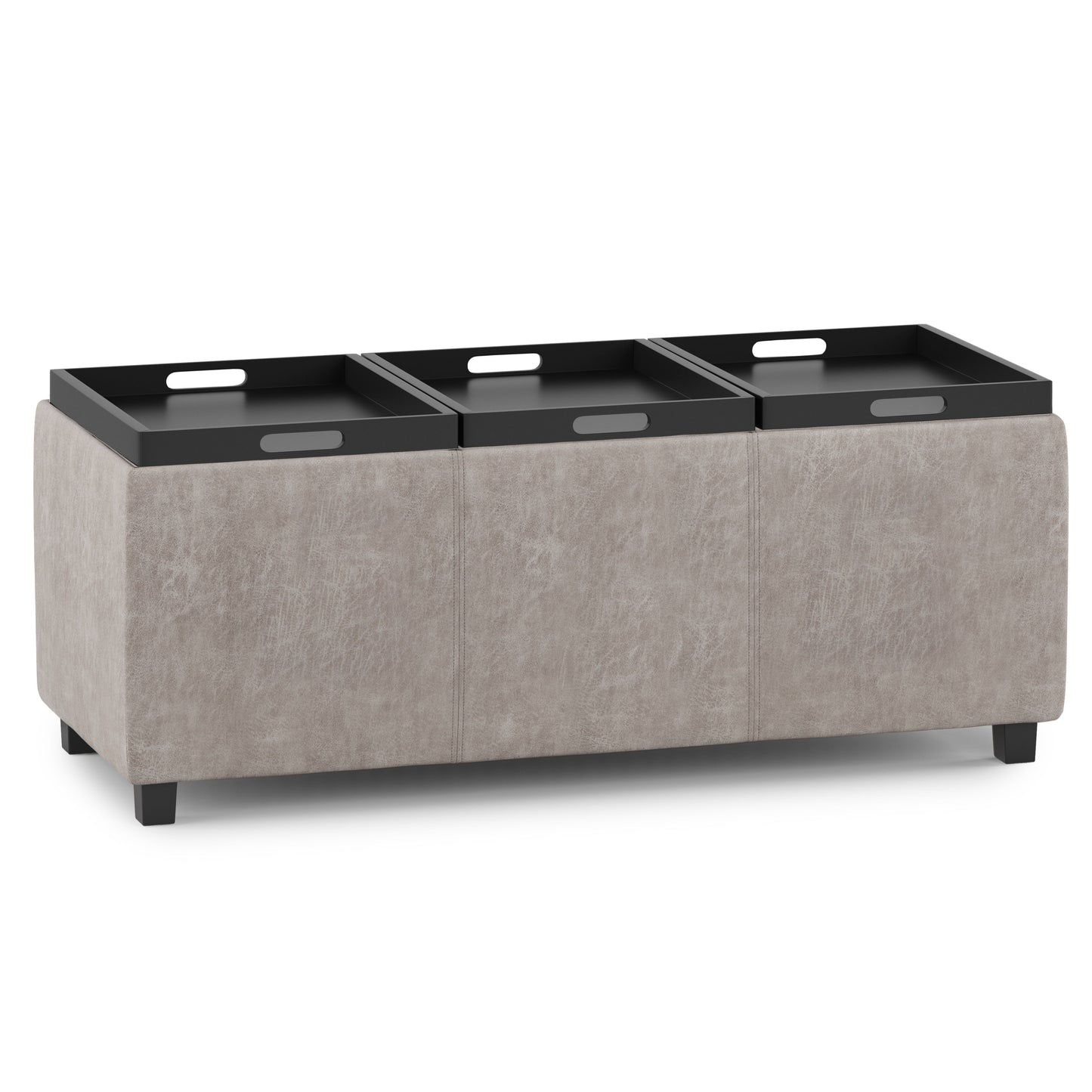 Avalon - Storage Ottoman - Distressed Gray Taupe