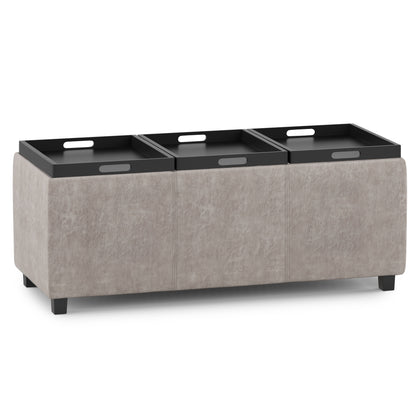 Avalon - Storage Ottoman - Distressed Gray Taupe