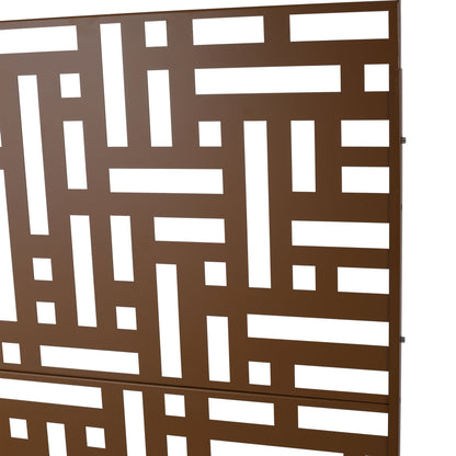 Outdoor & Indoor Privacy Screen Metal Privacy Screen, Freestanding Decorative Privacy Screen - Brown