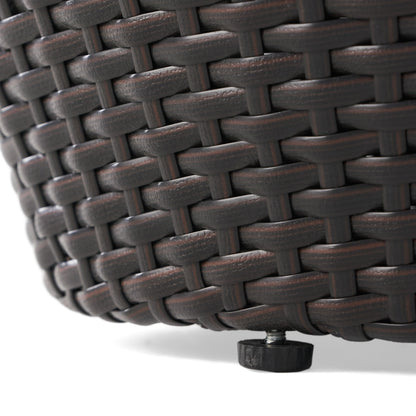 Outdoor Wicker Patio Side Table - Brown Multi