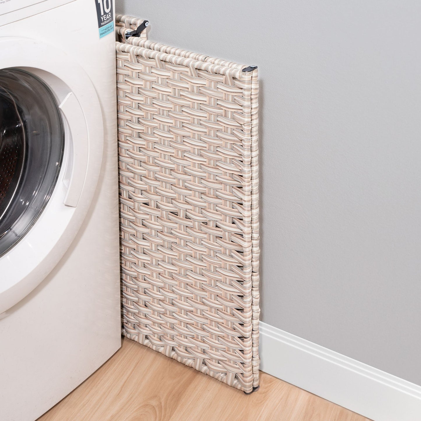 Laundry Hamper With Lid PE Rattan Powder Coating Frame Clothes Hampers With 2 Removable Bags, Wheels, 160L - Gray