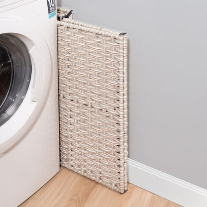 Laundry Hamper With Lid PE Rattan Powder Coating Frame Clothes Hampers With 2 Removable Bags, Wheels, 160L - Gray