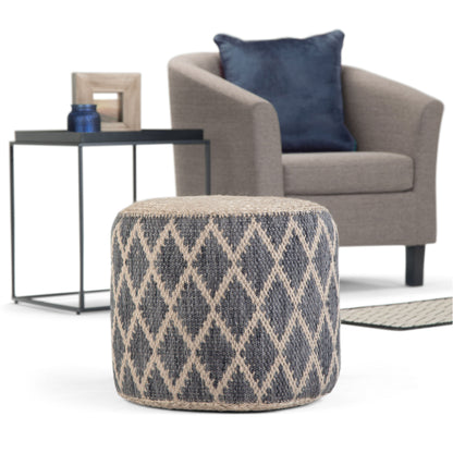 Edgeley - Round Pouf - Gray / Natural