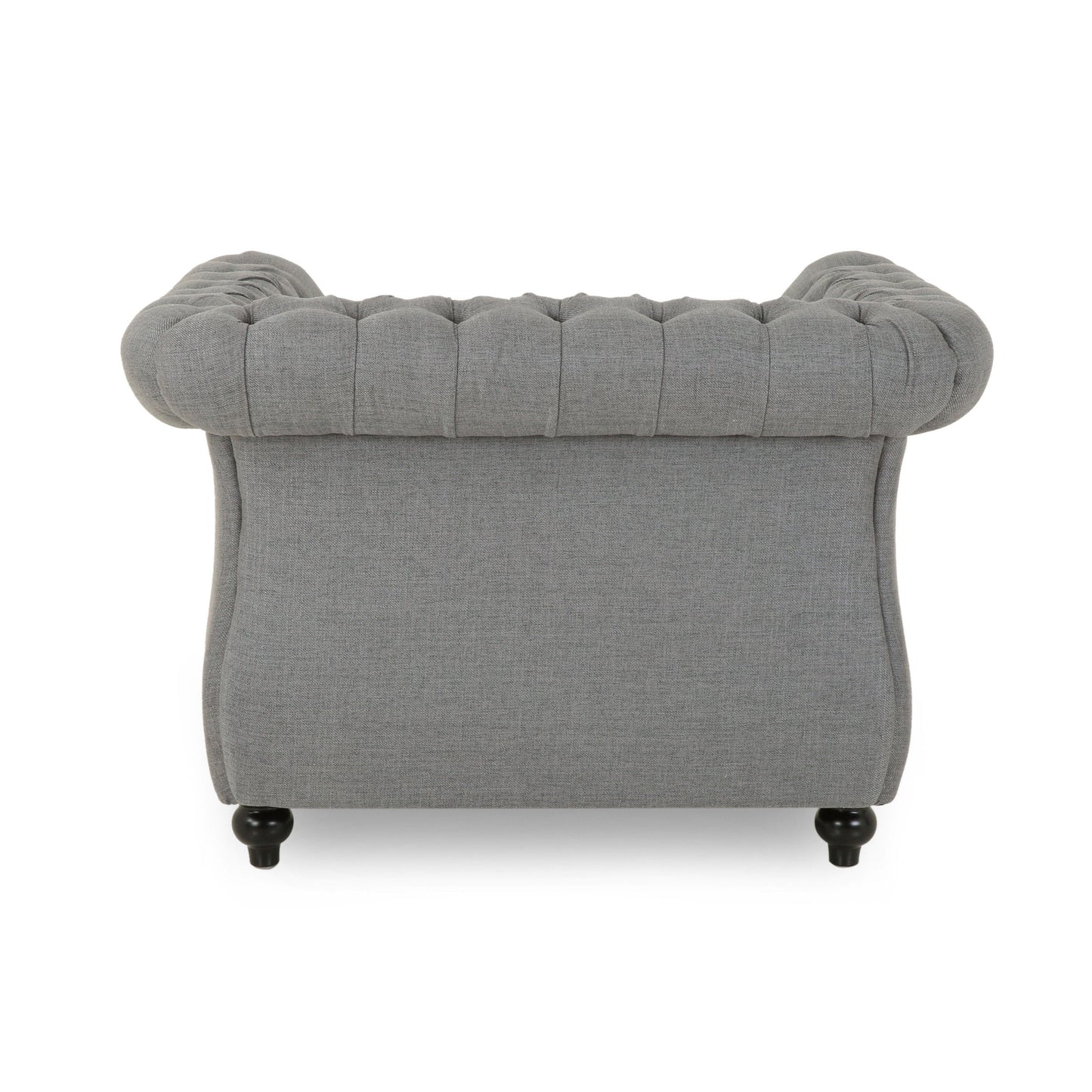 Nexuson - Upholstered Fabric Chesterfield Chair With Deep Tufted And Nailhead Trim - Dark Gray