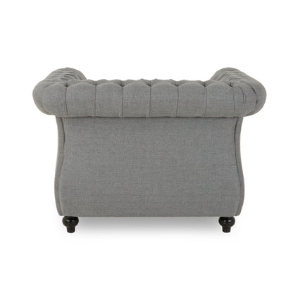 Nexuson - Upholstered Fabric Chesterfield Chair With Deep Tufted And Nailhead Trim - Dark Gray