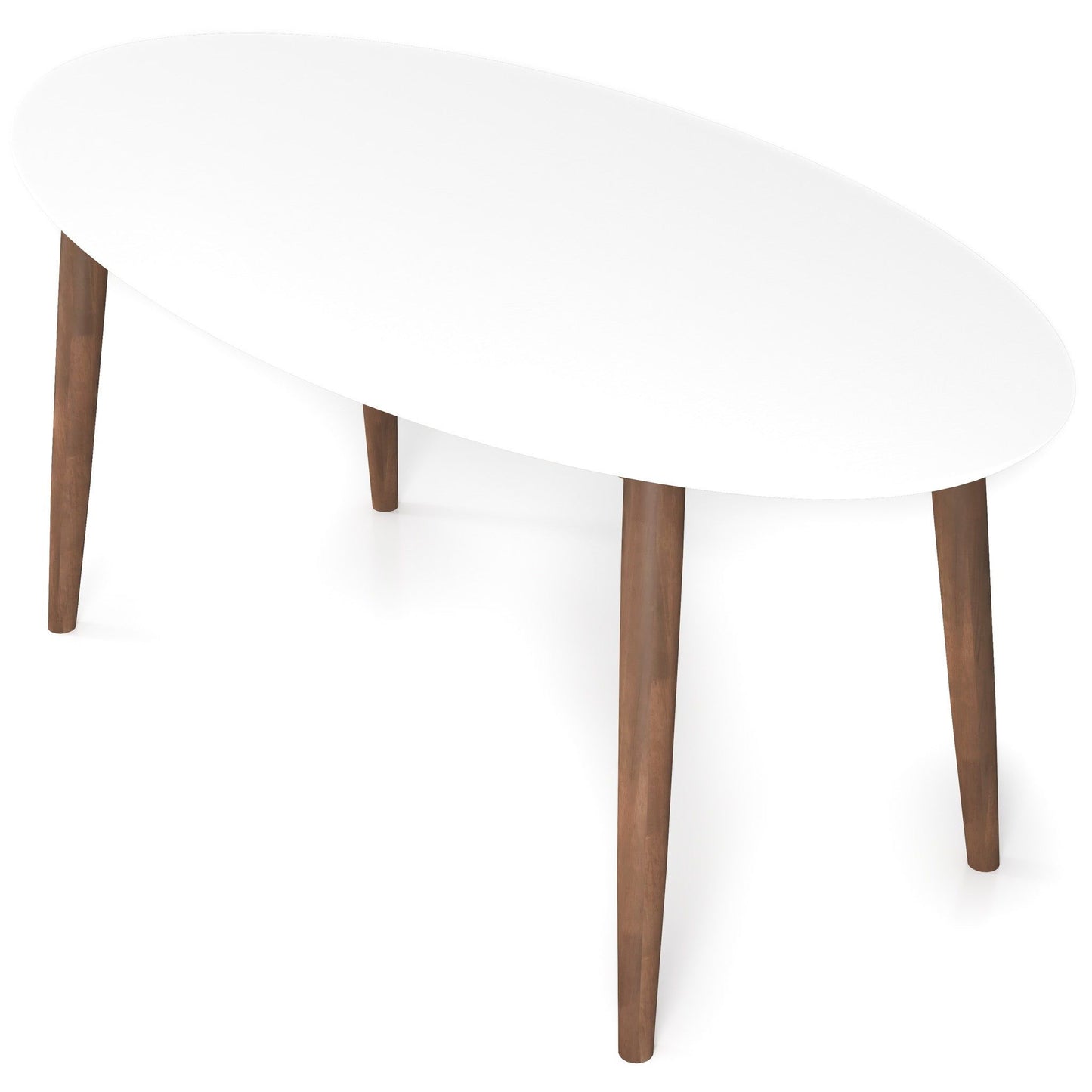 Ada - Mid-Century Modern Style Top Oval Dining Table - Brown / White