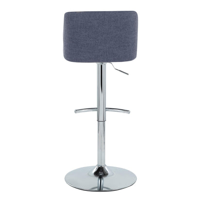Toriano - Contemporary Adjustable Barstool With Swivel With Rounded T Footrest (Set of 2) - Blue / Chrome