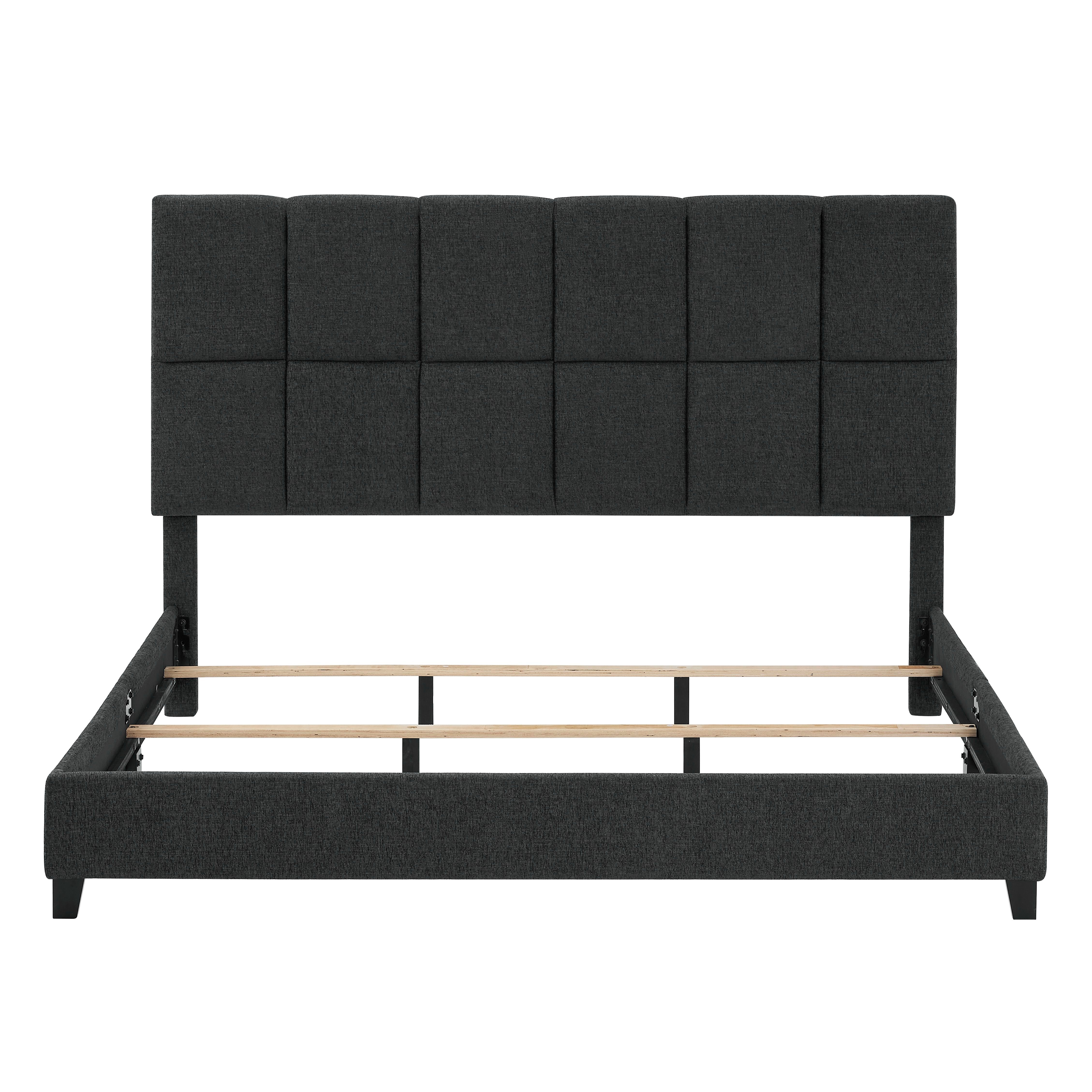 King Size Squares Upholstered Platform Bed - Gray