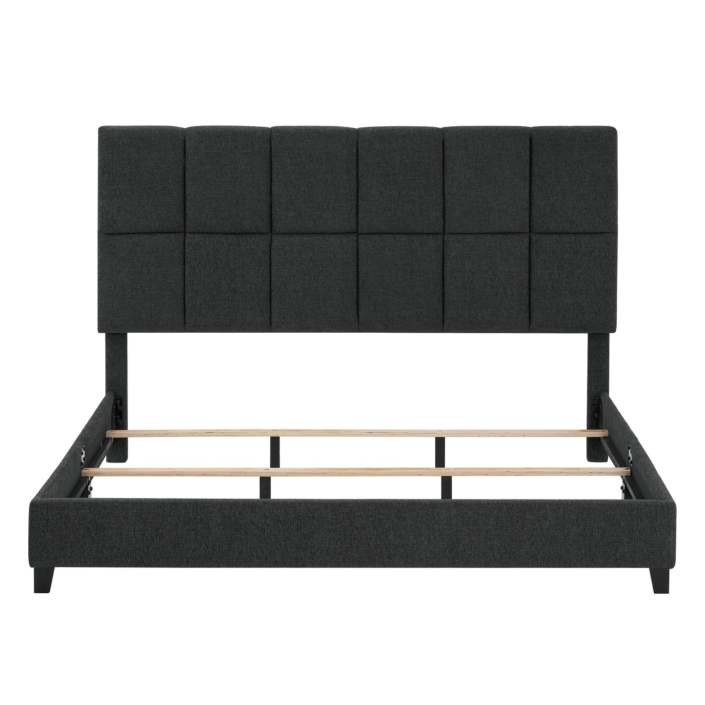 King Size Squares Upholstered Platform Bed - Gray