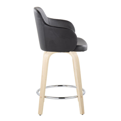 Boyne - Contemporary Fixed Height Counter Stool With Swivel With Round Footrest (Set of 2) - Natural / Black