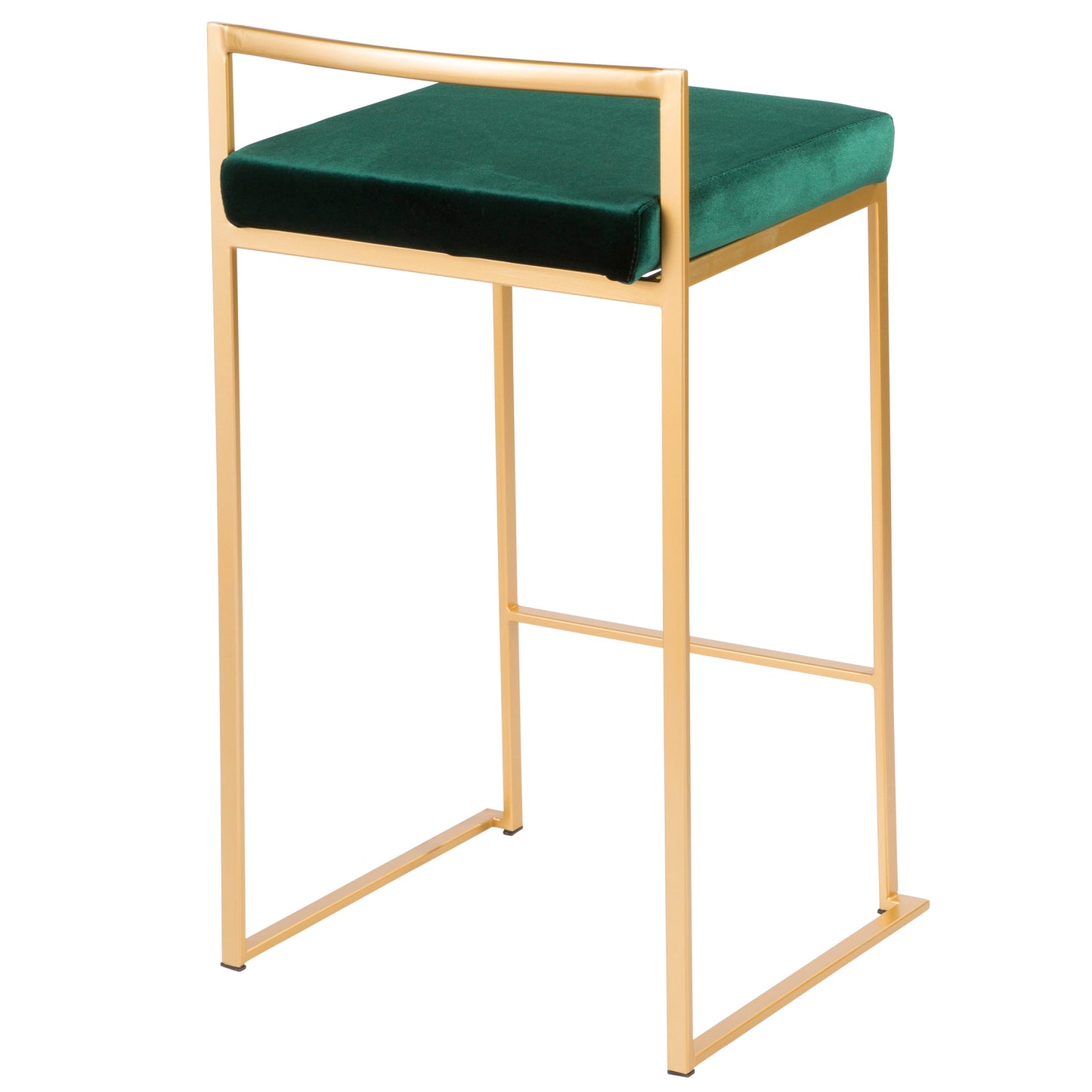 Fuji - Contemporary / Glam Stackable Counter Stool (Set of 2) - Gold / Green