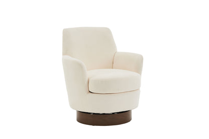Swivel Barrel Chair, Swivel Accent Chairs Armchair For Living Room, Reading Chairs For Bedroom Comfy, Round Barrel Chairs With Gold Stainless Steel Base - Beige