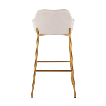 Daniella - Contemporary / Glam Fixed Height Bar Stool (Set of 2) - Gold / Cream