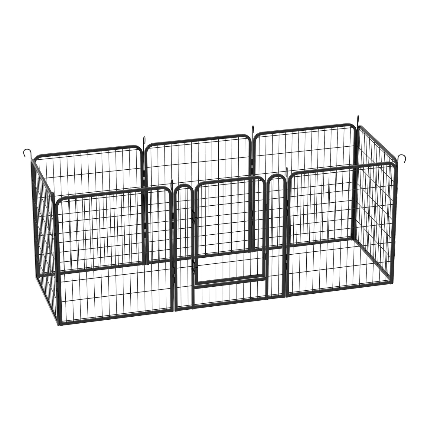 53.94" 8 Panels Heavy Duty Metal Playpen With Door, Dog Fence Pet Exercise Pen For Outdoor, Indoor - Black