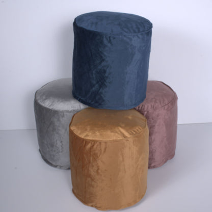 Shimon - Cylinder Pouf Ottoman And Floor Cushion - Pewter Gray