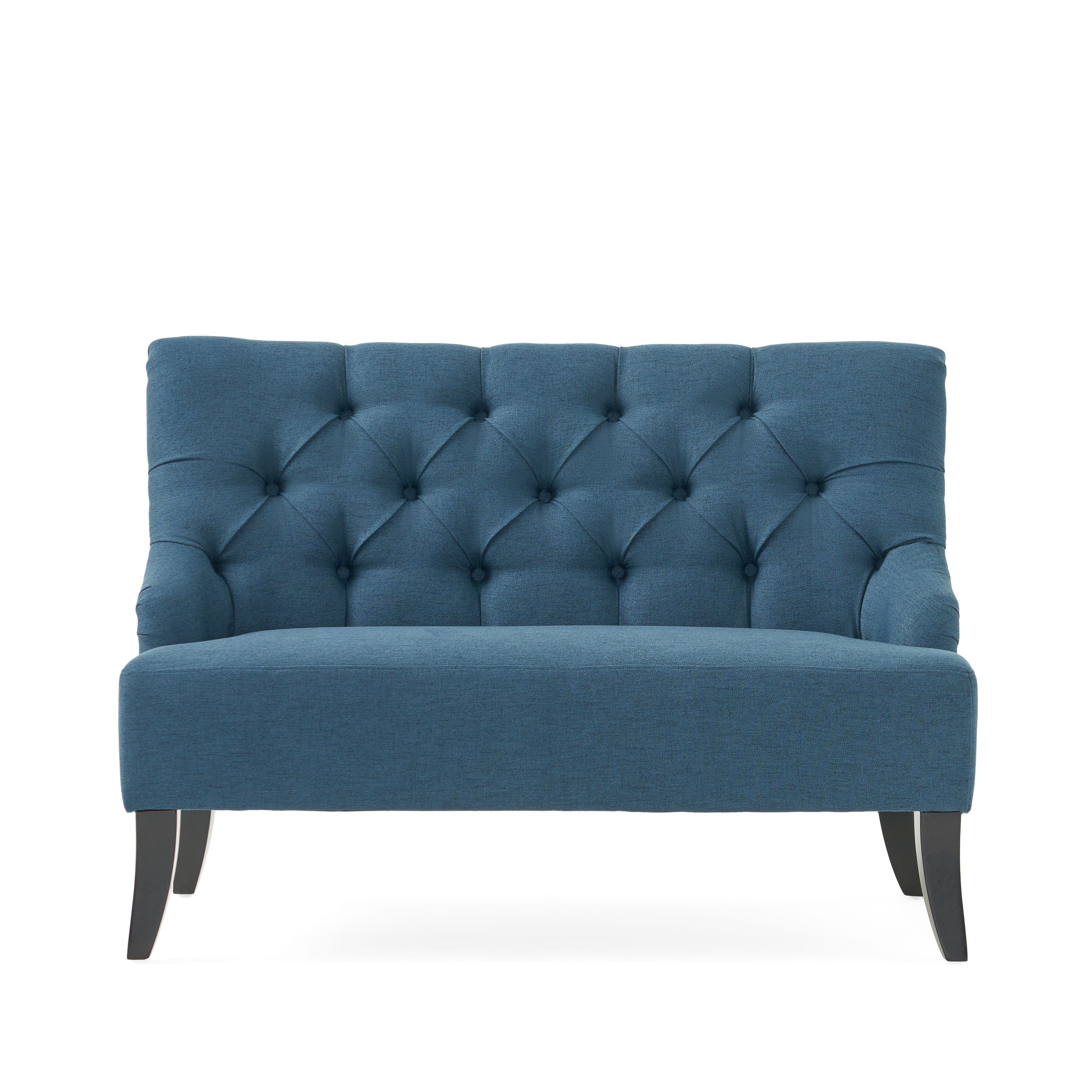 Nicole - French Style Upholstered Loveseat With Tufted Backrest - Navy Blue