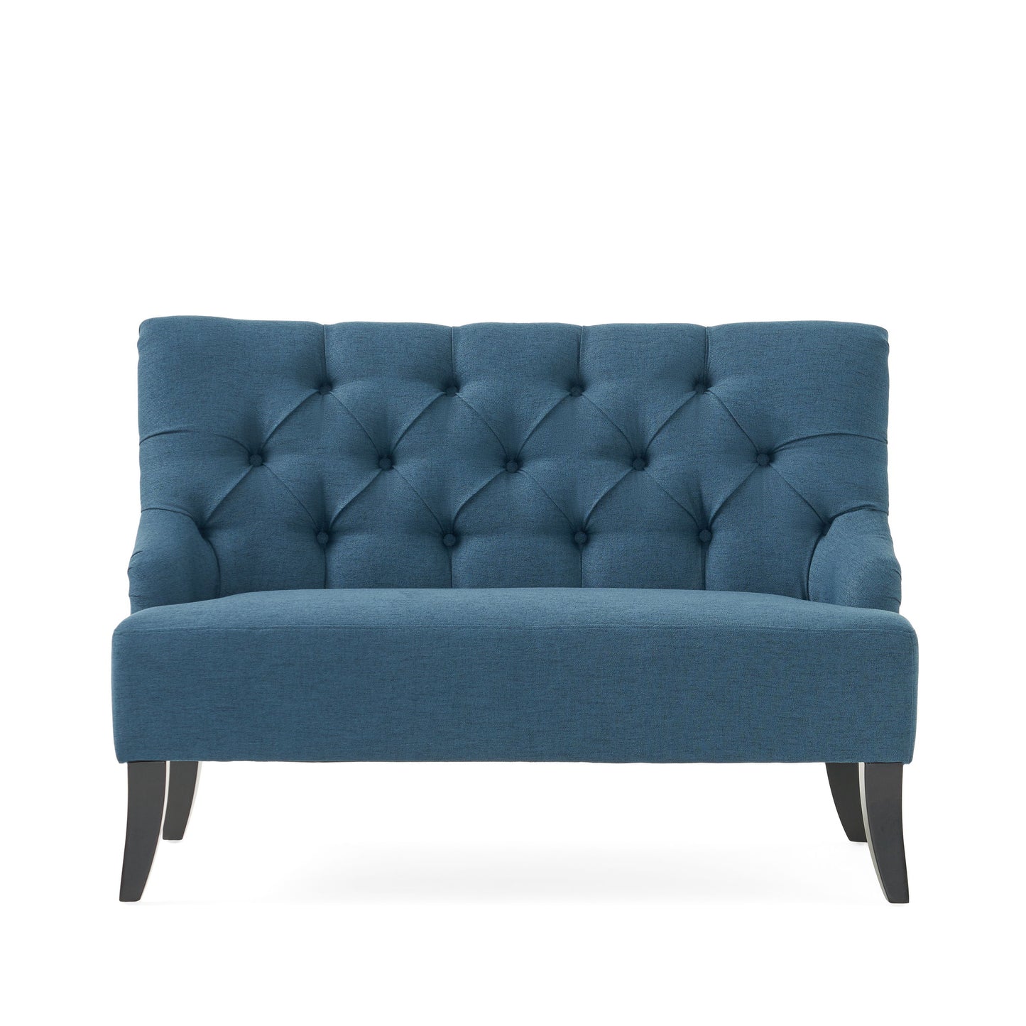 Nicole - French Style Upholstered Loveseat With Tufted Backrest - Navy Blue
