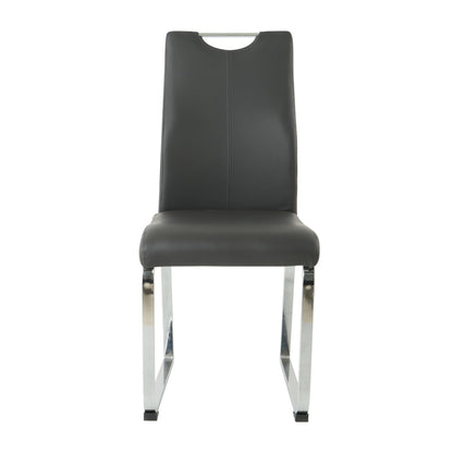 Modern Dining Chair (Set of 2), Upholstered With Cloth And Electroplated Metal Legs For Home Furniture - Charcoal Gray