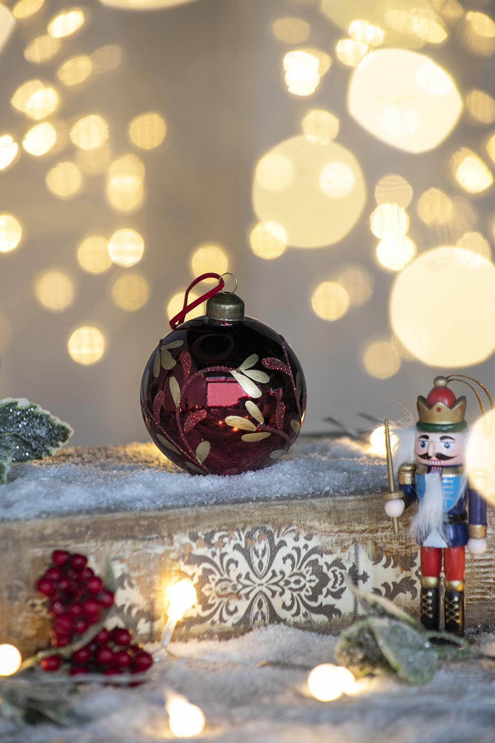 Christmas Ball Ornaments, Decorative Hanging Ball Christmas Tree Ornaments, For Holiday Party Decorations (Set of 12) - Red
