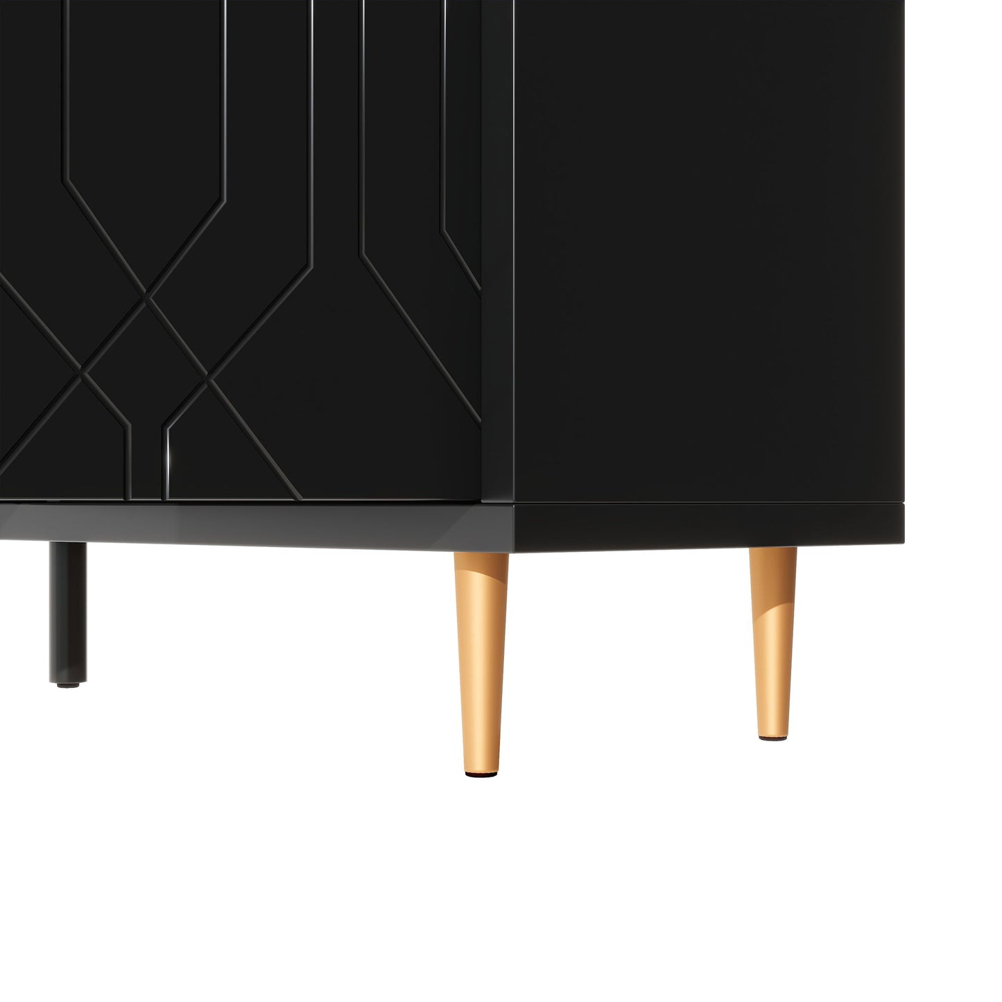 Modern TV Stand With 3 Doors And Adjustable Shelves For Living Room, Fits TVs Up To 70" - Black