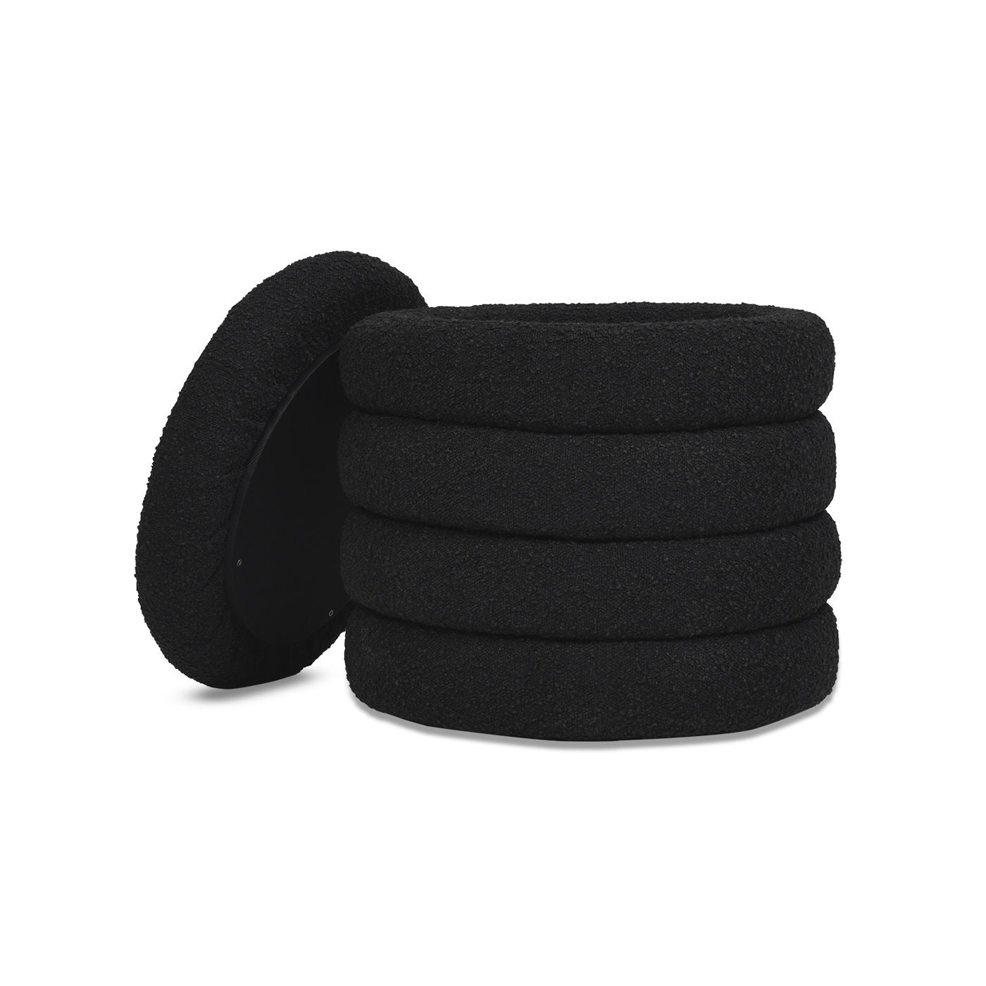 Fuji - Oversized Round Storage Ottoman - Ebony Black