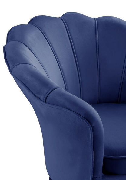 Angelina - Velvet Scalloped Back Barrel Accent Chair With Metal Legs - Blue