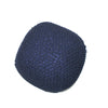 Handmade Semi Rounded Cable Knitted Pouf 100% Cotton Seating And Footrest For Living Room Or Bedroom - Dark Blue