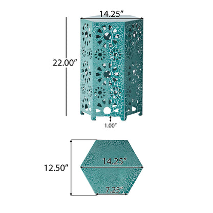 Galore - Side Table With Sunburst Cut Out Design - Teal