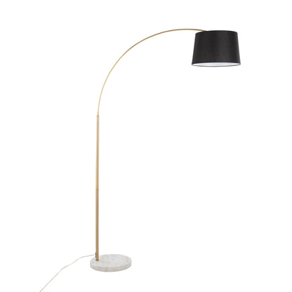 March - Contemporary Floor Lamp - Antique Brass - Black