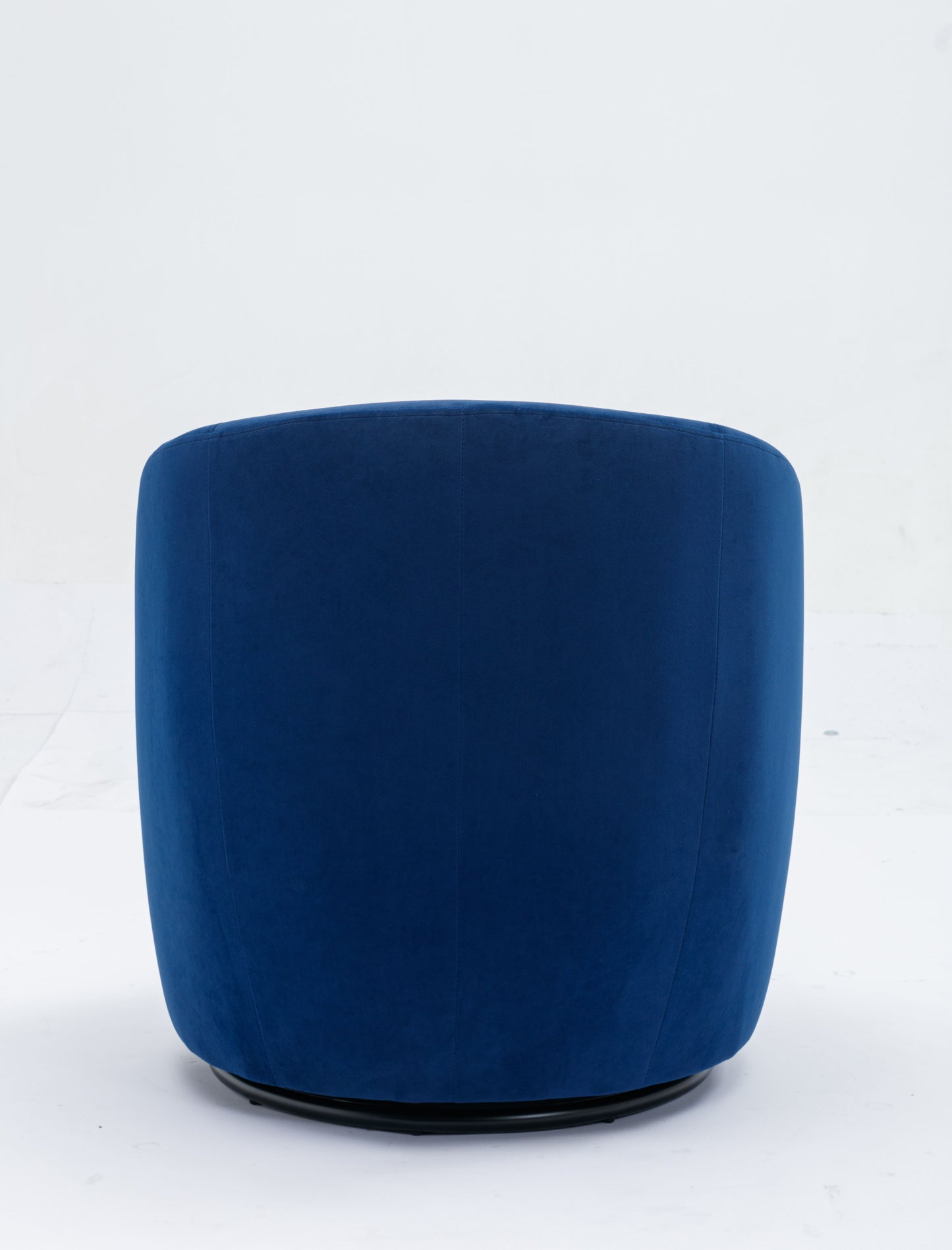 Velvet Fabric Swivel Accent Armchair Barrel Chair With Black Powder Coating Metal Ring - Blue