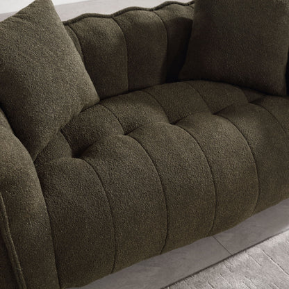 Soft Beanbag Chair With High Resilience Foam Core For Two People - Olive Green