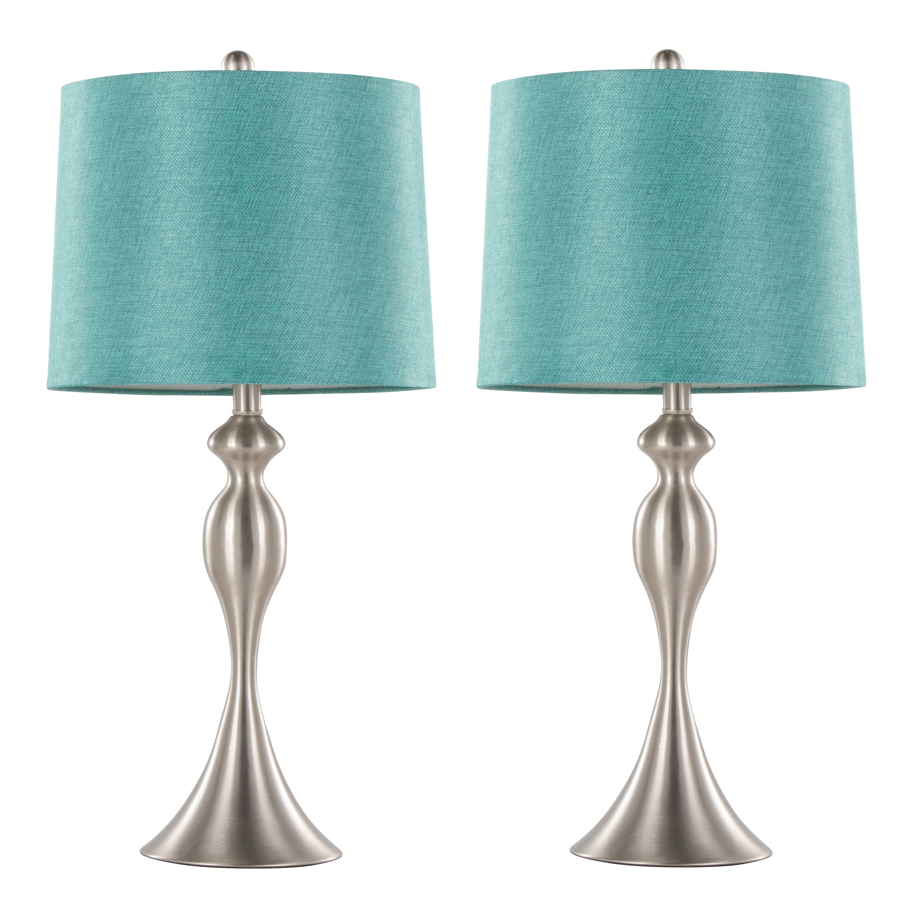 Ashland - Contemporary Table Lamp (Set of 2) - Nickel / Turquoise