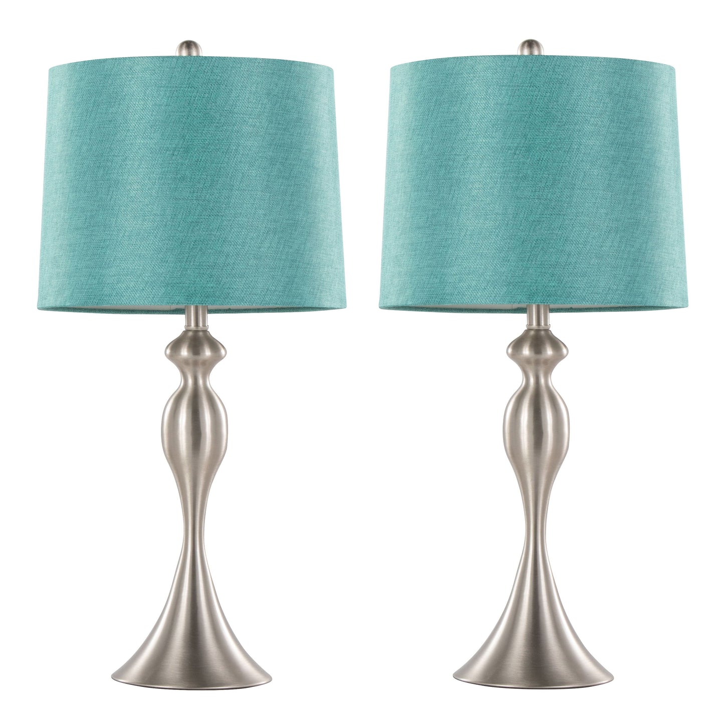 Ashland - Contemporary Table Lamp (Set of 2) - Nickel / Turquoise